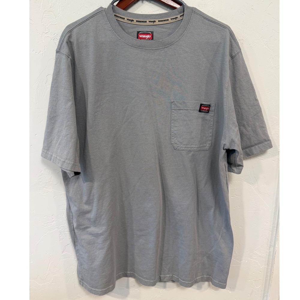 Wrangler Workwear Mens Gray Pocket T-Shirt Cotton Short Sleeve XLT‎ WW55281